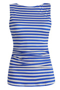 Alma Turn Top | Stripe Ivory Cobolt
