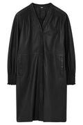 Henryka, Knee Leather Dress | Black