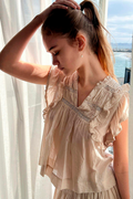 Jayla S Voile Top 159881 | Sand