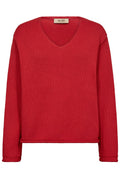 Bine Ls V-Neck Knit  |  Chinese Red