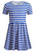 Alma Ss Babydoll Dress (Kids) | Stripe Ivory Cobolt