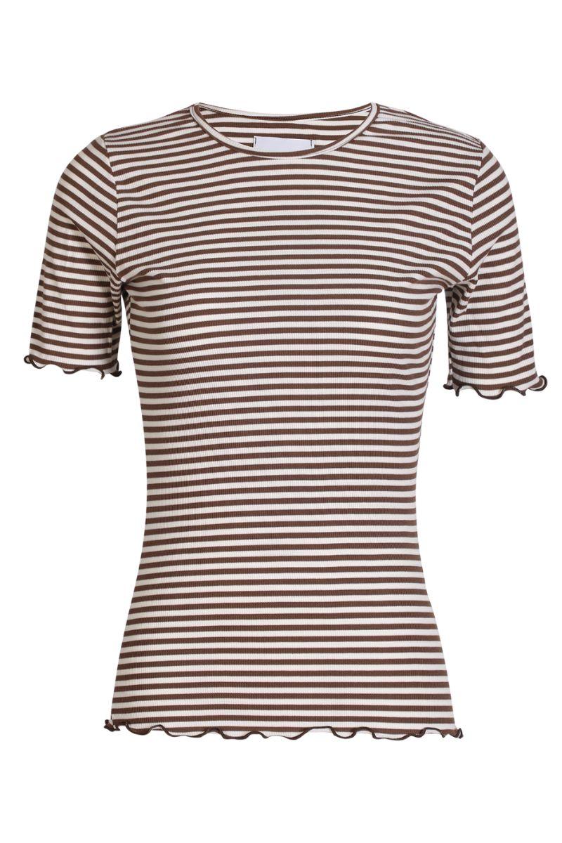 Natalia Ss Blouse | Brown Creme Stripe | Bluse fra Liberté