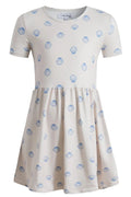 Alma Ss Babydoll Dress (Kids) | Ivory Cobolt Shell