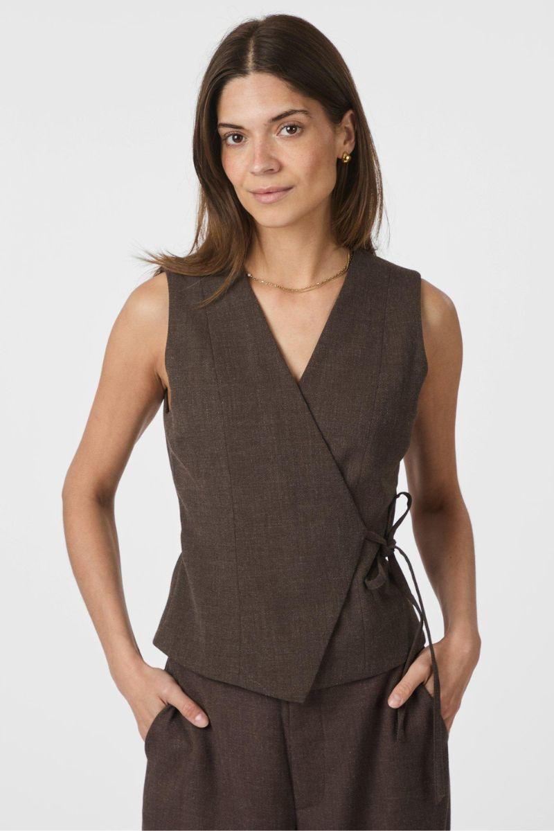 Samara Melange Waistcoat | Brown Melange | Vest fra Neo Noir