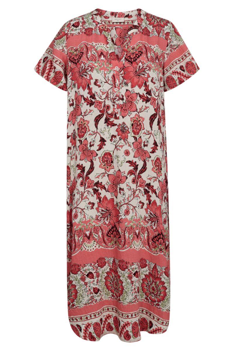 Lisa Dress 206177 | Coral Blush W. Hot Coral | Kjole fra Freequent