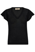 Ganna Pattern V-Neck Knit  |  Black