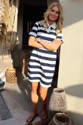 Polo Ss Dress | Navy White Stripe
