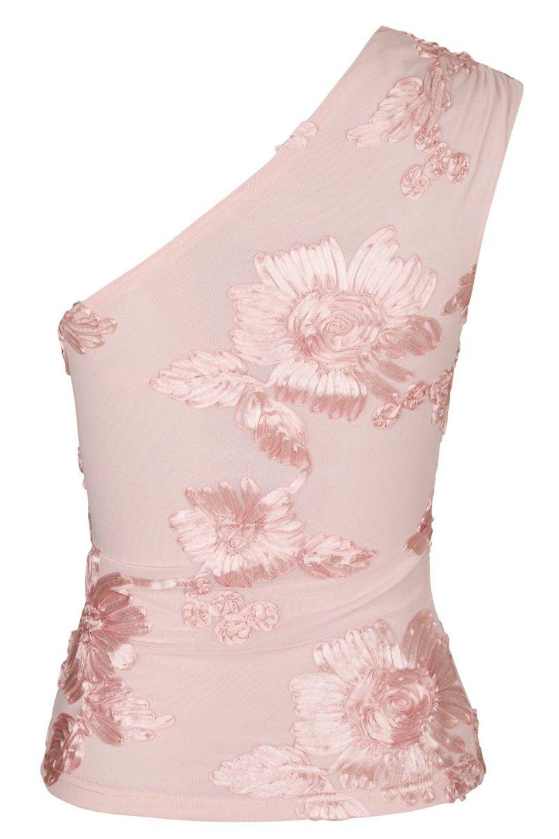 Florini Big Flower Mesh Top | Light Pink | Bluse fra Neo Noir
