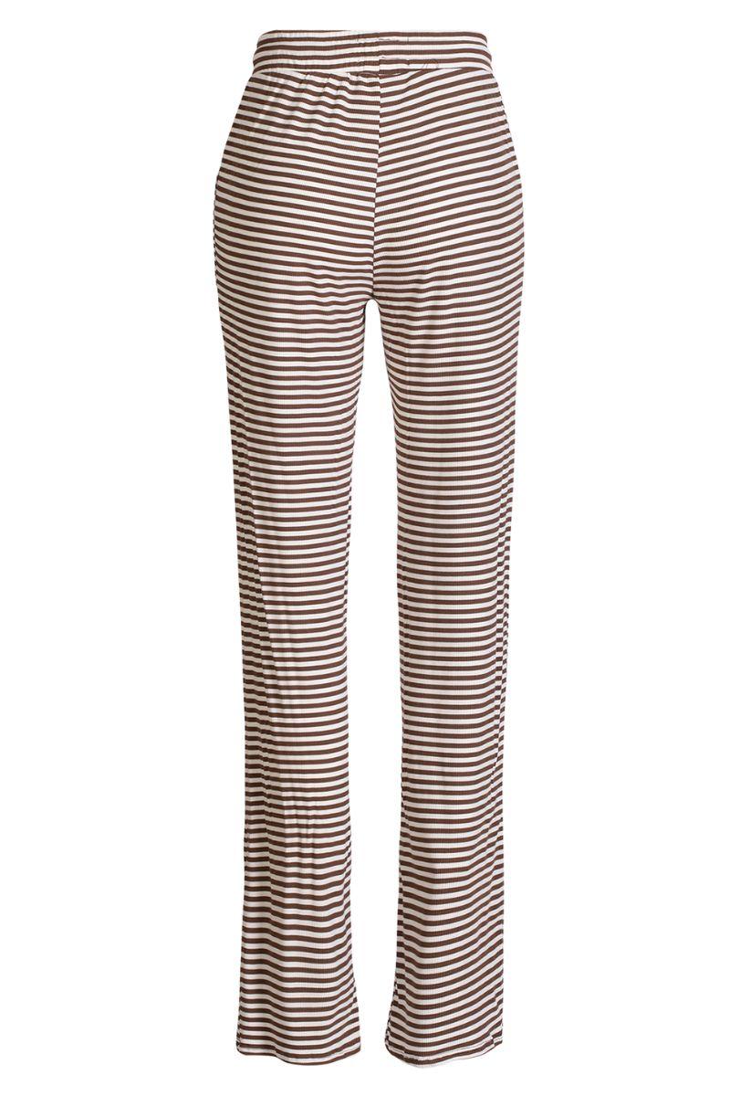 Natalia Straight Pants | Brown Creme Stripe | Bukser fra Liberté