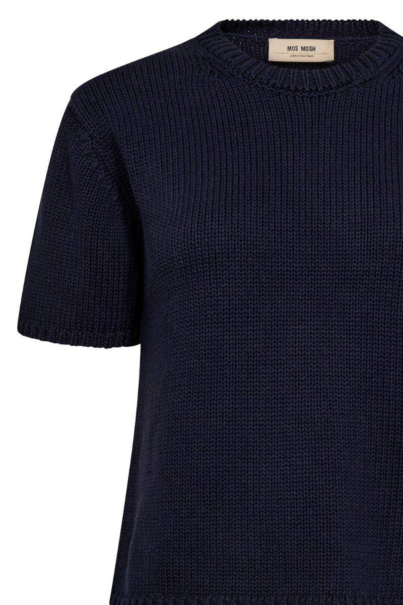 Arin SS Cotton Knit | Maritime Blue | Strik fra Mos Mosh