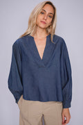 Yen Denim Blouse  |  Dark Blue