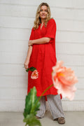 Melina Long Linen Dress | Red | Kjole fra Black Colour