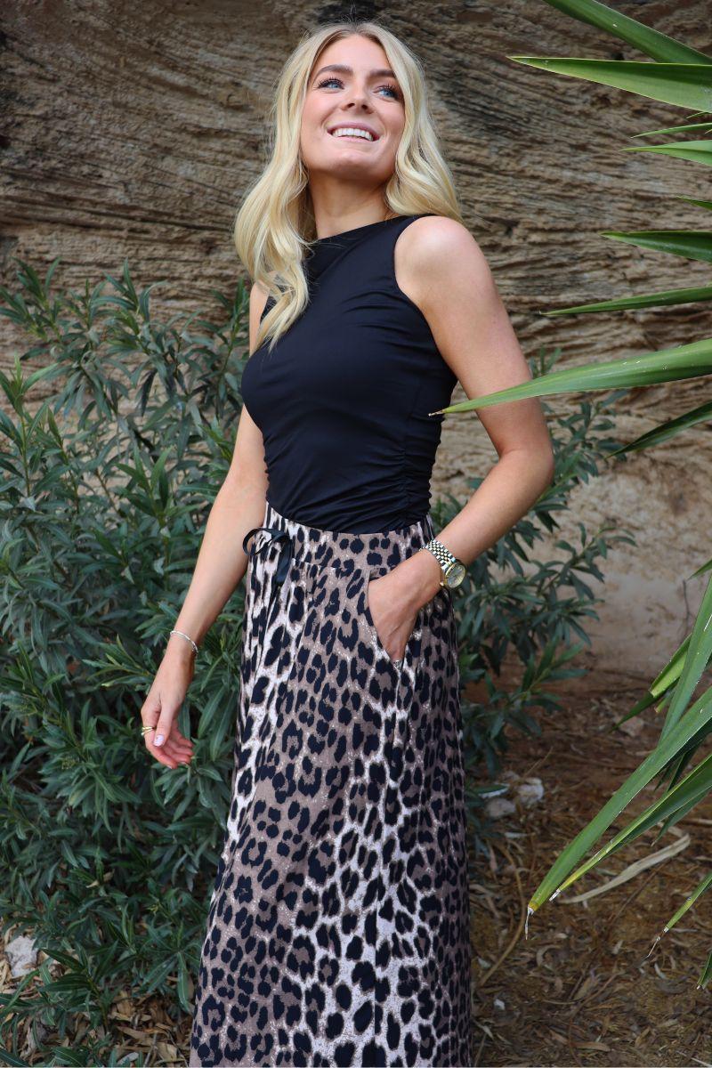 Alma Loose Skirt | Big Lux Leo Fossil | Nederdel fra Liberté