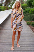 Puk Ss Tunic | Navy Brown Tie Dye