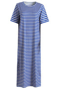 Alma Tshirt Dress | Stripe Ivory Cobolt