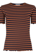Natalia Ss Blouse | Brown Navy Stripe