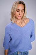 Taci 3/4 V-Neck Knit  |  Hydrangea