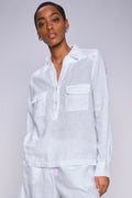 Enna Linen Pocket Blouse  |  White