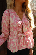 Manni Ls V Neck Blouse | Bubblegum Zebra