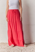 Eli Saa Solid Long Skirt | Red
