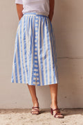 Stripes Button Skirt | Sky Blue