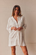 Embla Embroidered Shirt Dress | White
