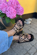Broadway Buckle Sandals | Leopard