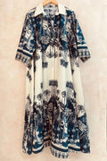 Printed Cotton Dress | Blue