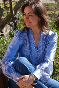 Massima Paisley Border Blouse | Light Blue