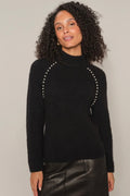 Zora Bead Highneck Knit  |  Black