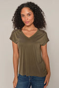 Narelle V-Neck Stud Tee  |  Sea Turtle