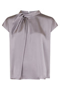 Fleur Drapy Satin Blouse | Grey
