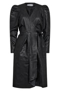 Phoebe Leather Wrap Dress | Black