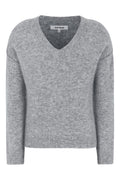 Srallison V-Neck Knit | Medium Grey Melange