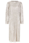 Srnevaeh Boat-Neck Midi Dress | Silver Pliss