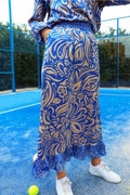 Tia Long Frill Skirt | Cobolt Blue Mix
