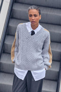 Beth Ottili V-Neck Knit |  Grey Melange