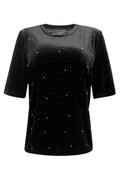 Velia Velvet Tshirt | Black