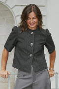 Xanthe Herringbone Blazer | Dark Grey