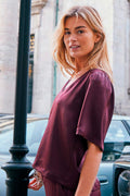 Largo Heavy Sateen Blouse | Burgundy