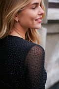 Basira Stone Mesh Blouse | Black