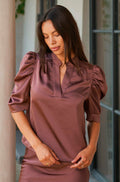 Roella Heavy Sateen Blouse | Dark Rose
