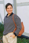 Sara Stripe Polo Blouse | Navy
