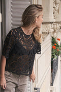 Trisha Big Lace Blouse  | Black