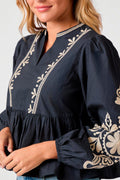 Ginia Emb Blouse 164393 | Navy | Bluse fra Neo Noir