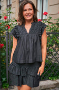 Jayla Denim Top | Black