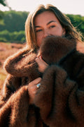 Stephanie Faux Fur Long Jacket | Brown