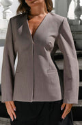 Frillis Fitted Blazer | Dark Sand