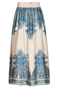 Lenni Paisley Border Skirt | Ash Blue