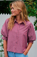 Etta Soft Stripe Stone Shirt | Dark Rose